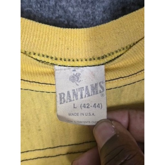 Vintage BANTAMS Yellow Graphic Tee Koinonia A Walters 7 Men Sz L Football Casual - Picture 3 of 8